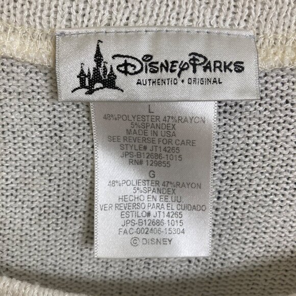 Disney Parks Minnie Mouse Sweater Womens Large Sequin Bow Knit Flaw Cosplay - Picture 3 of 9